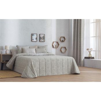 Colcha Bouti Jacquard Para Invierno Con Relleno Somo Beige Para Cama De 90 Cm