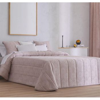 Colcha Bouti Jacquard Para Invierno Con Relleno Suances Rosa Para Cama De 90 Cm