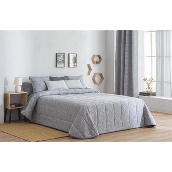 Colcha Bouti Jacquard Para Invierno Con Relleno Somo Gris Para Cama De 105 Cm