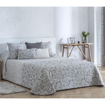 Bouti Jacquard Ceuta Gris De Diseño Colcha Acolchada Con Relleno De 100 Gr Para Cama De 135 Cm