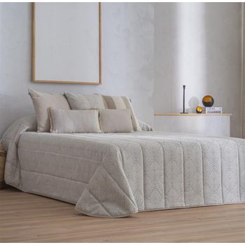 Colcha Bouti Jacquard Para Invierno Con Relleno Suances Beige Para Cama De 150 Cm