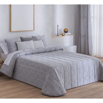 Colcha Bouti Jacquard Para Invierno Con Relleno Suances Gris Para Cama De 160 Cm