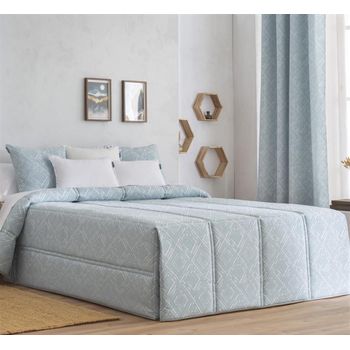 Edredon Conforter Jacquard Somo Turquesa Para Cama De 90 Cm