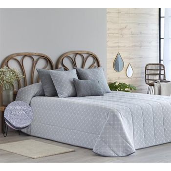 Edredon Jacquard Avila Gris Con Reverso Sherpa Para Cama De 105 Cm