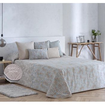 Edredon Estampado Jacquard Ceuta Beig Con Reverso Sherpa Para Cama De 105 Cm