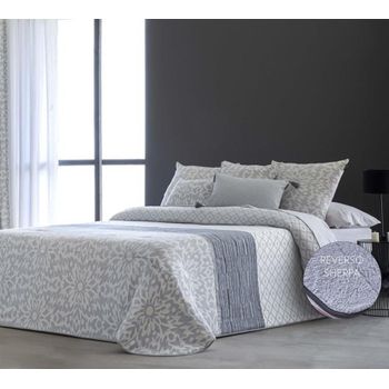 Edredon Estampado Jacquard Belmonte Gris Con Reverso Sherpa Para Cama De 135 Cm