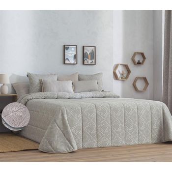 Edredon Jacquard Somo Beig Con Reverso Sherpa Para Cama De 135 Cm