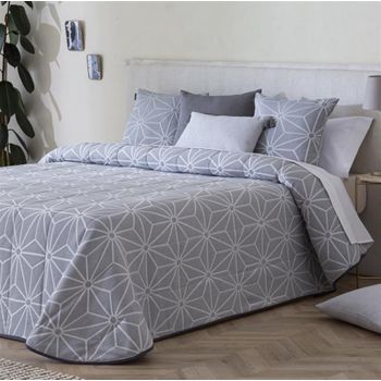 Colcha Bouti Jacquard Júcar Con Relleno De 100 Gr Gris Para Cama De 105 Cm