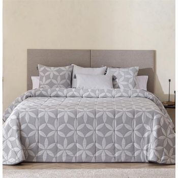 Colcha Bouti Jacquard Deva Con Relleno De 100 Gr Gris Para Cama De 150 Cm