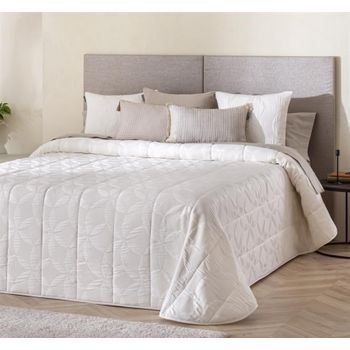 Colcha Bouti Jacquard Deva Con Relleno De 100 Gr Blanco Para Cama De 170 Cm