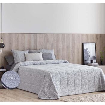 Edredon Jacquard Pedraza Gris Con Reverso Sherpa Para Cama De 105 Cm