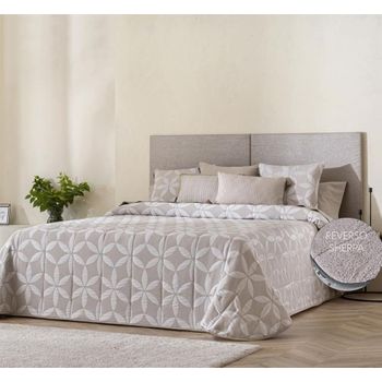 Edredon Jacquard Deva Beig Con Reverso Sherpa Para Cama De 135 Cm