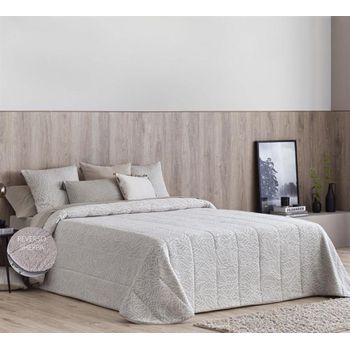 Edredon Jacquard Pedraza Beig Con Reverso Sherpa Para Cama De 135 Cm