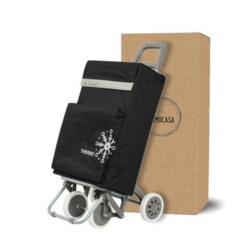 Carro Carrito De Compra Con Bolsa Termo Plegable Ligero 100x41x33cm 4 Ruedas Color Negro