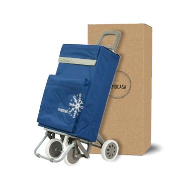 Carro Carrito De Compra Con Bolsa Termo Plegable Ligero 100x41x33cm 4 Ruedas Color Marino