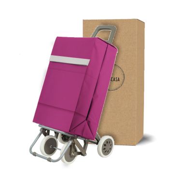 Carro Carrito De Compra Plegable Ligero 100x41x33cm 4 Ruedas Color Fucsia