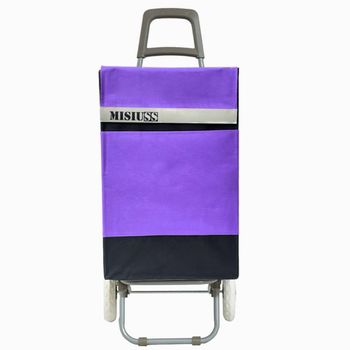 Carro Carrito De Compra Plegable Ligero 100x41x33cm 2 Ruedas Color Morado Negro