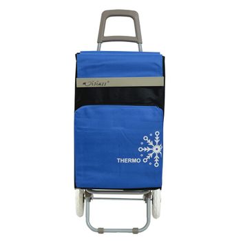 Carro Carrito De Compra Plegable Ligero Con Bolsa Termo 2 Ruedas 100x41x33cm  Color Azul