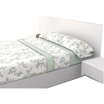 Juego Sábanas 3 Piezas Cama 105cm Biblos Verde Estampadas De Verano 100% Microfibra  Poliester