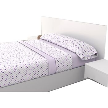 Juego Sábanas 3 Piezas Cama 105cm Hawai Morado Estampadas De Verano 100% Microfibra  Poliester