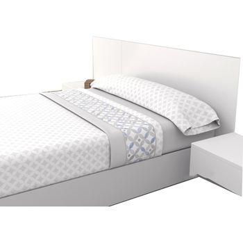 Juego Sábanas 3 Piezas Cama 135cm Troya Gris Estampadas De Verano 100% Microfibra  Poliester