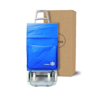 Carro Carrito De Compra Con Bolsa Termo Plegable Ligero 100x41x33cm 4 Ruedas Color Azul V2