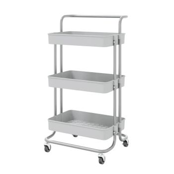 Carrito Camarera Auxiliar De Cocina Multiuso Metalico Y Plastico Con Ruedas 84x42x38cm Gris