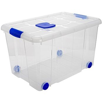 Caja De Almacenamiento Multiuso Plástico Con Tapa Nº4 55l Transparente.59x40.5x35.7cm