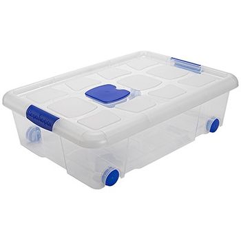 Caja De Almacenamiento Multiuso Plástico Con Tapa Nº6 31l Transparente 61.5x44x17.7cm