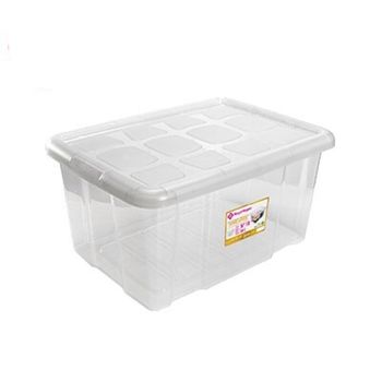 Caja De Almacenamiento Multiuso Plástico Con Tapa Nº18  60l Blanco 61.5x45x29.7cm