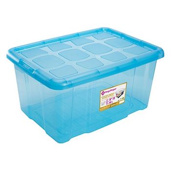 Caja De Almacenamiento Multiuso Plástico Con Tapa Nº18  60l Azul 61.5x45x29.7cm