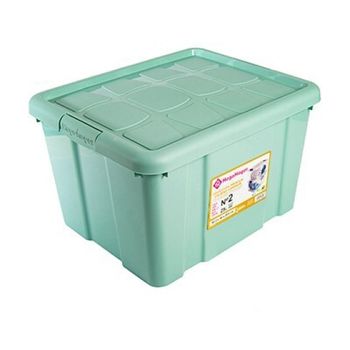 Caja De Almacenamiento Multiuso Plástico Con Tapa Nº2 25l Verde 42,2x35x25,6cm