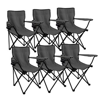 Set De 6 Silla Plegable Camping Gris Oscuro 52 X 52 X 90 Cm