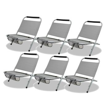 Set De 6 Silla De Playa Gris Claro 57 X 47 X H54.5 Cm