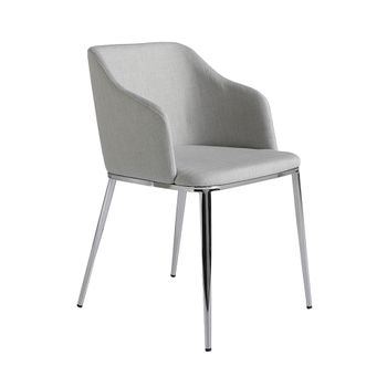 Silla Comedor Tapizada Tela Angel Cerda 51 X 56 X 79 Cm Gris | Acero Cromado