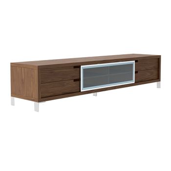 Mueble Tv Nogal Y Cajones Cristal 3044 Angel Cerdá 238 X 53 X 51 Cm.