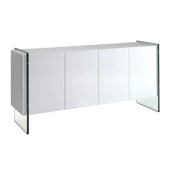 Aparador Blanco Laterales Cristal 3058 Angel Cerdá 170 X 43 X 77 Cm.