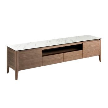 Mueble Tv Porcelánico Y Nogal 3083 Angel Cerdá 200 X 45 X 51 Cm.