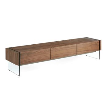 Mueble Tv Nogal Laterales Cristal 3085 Angel Cerdá 188 X 45 X 39 Cm.