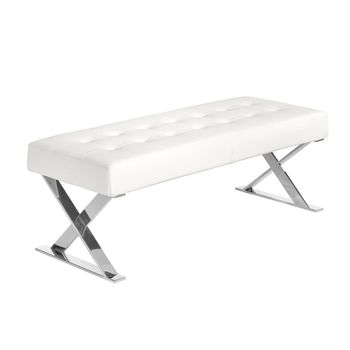 Banco Tapizado De Tela Robusto Palma 120x48x40 Cm Blanco Womo-design con  Ofertas en Carrefour