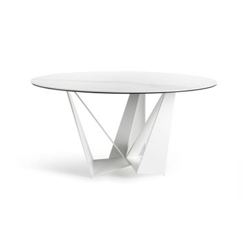 Mesa Comedor Redonda Mármol Blanco Angel Cerda 150x150x75