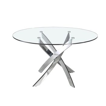 Mesa Comedor Redonda Cristal Angel Cerda Ø110 X 75 Cm. Cristal | Acero Inoxidable