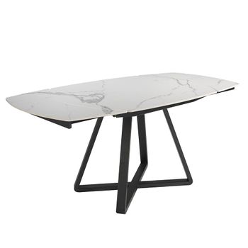 Mesa Comedor Extensible Mármol Blanco Angel Cerdá 120/178 X 90 X 77 Cm. Negro