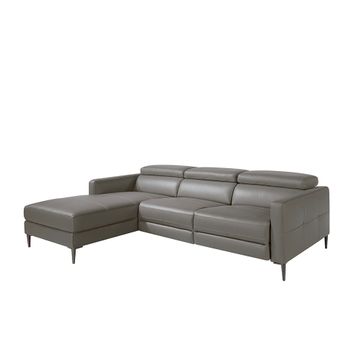 Sofá Chaise Longue En Piel Gris Oscuro Con Mecanismo Relax 6125 Angel Cerdá 258 X 173 X 75