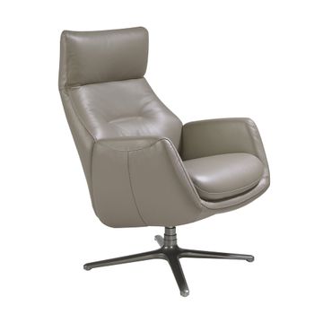 Sillón Giratorio Reclinable En Piel Gris 5092 Angel Cerdá 69 X 86 X 109 Cm.