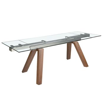 Mesa Comedor Extensible Rectangular Cristal 1123 Angel Cerdá 160/200/24 X90x76