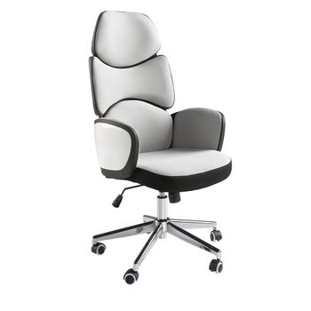 Silla Oficina Giratoria Tela Gris Claro Y Pvc Blanco Brillo 4142 Angel Cerdá 64x69x118/128