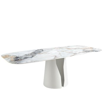 Mesa Comedor Ovalada Barril Mármol Porcelánico 1135 Angel Cerdá Ø240 X 110 X 76