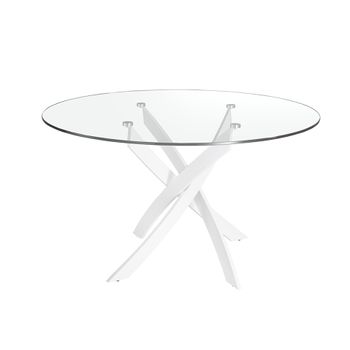 Mesa Comedor Redonda Cristal  Ø110 X 75 Cm. Blanco