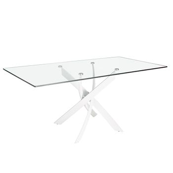 Mesa Comedor Rectangular Cristal  140 X 95 X 75 Cm. Blanco